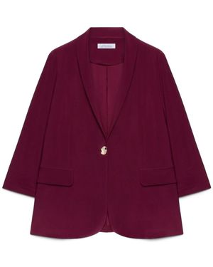 FIORELLA RUBINO Jassen ,Paars ,Leer Jersey Blazer Met Driekwart Mouwen