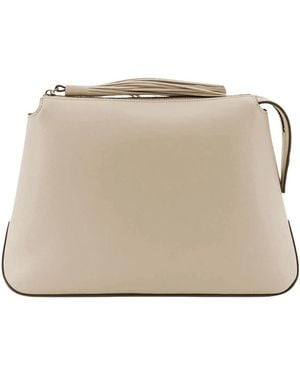 Pinko Tassen ,Leer Leren Beauty Case Met Logo - Naturel