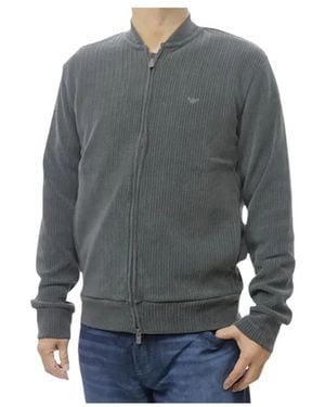 Emporio Armani Zip-Through Cardigan - Grijs