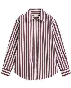GANT Overhemden ,Paars ,Katoen Relaxed Gestreepte Popeline Blouse - Rood