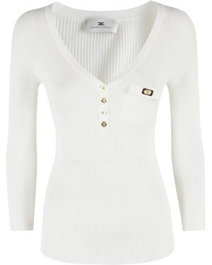 Elisabetta Franchi V-Neck Knitwear - Blanco