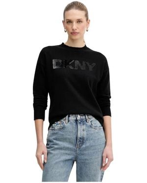 DKNY Trui Met Paillettenlogo - Zwart