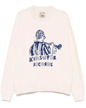 Kidsuper Cremefarbener Strickpullover Mit Intarsia-Motiv - Weiß