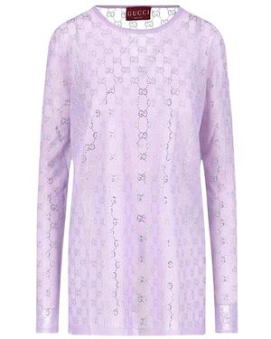 Gucci Truien & Vesten ,Paars ,L/S C/Nk Top