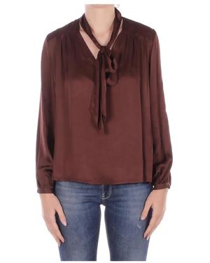Manila Grace Satijnen Blouse Met Strik - Rood