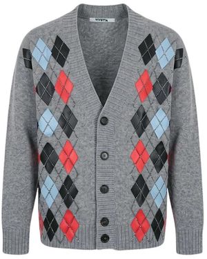 Vivetta Merinowoll-Cardigan Mit Rautenstickerei - Grau