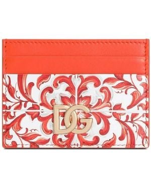 Dolce & Gabbana 3.5 Majolica-Druck Kalbsleder Kartenetui - Rot