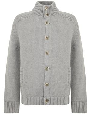 Herno Cardigan Met Hoge Kraag - Grijs