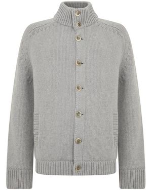 Herno Cardigan Met Hoge Kraag - Grijs