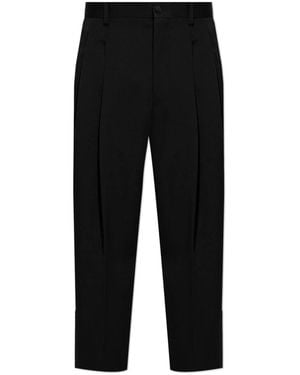 Dolce & Gabbana Broeken ,Zwart ,Wol Gekreukte Wollen Broek