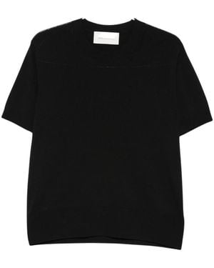Ami Paris Kurzärmeliges Strick-T-Shirt - Schwarz
