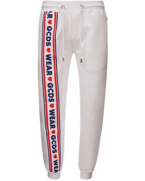 Gcds Broeken ,Wit ,Katoen Witte Joggingbroek Met Logo - Rood
