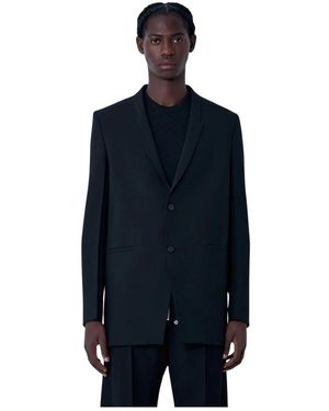 Rick Owens Jassen ,Zwart ,Wol Wollen Blazer Met Inkeping - Blauw