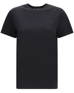 Balmain Tops ,Zwart ,Katoen Geborduurd Jersey T-Shirt