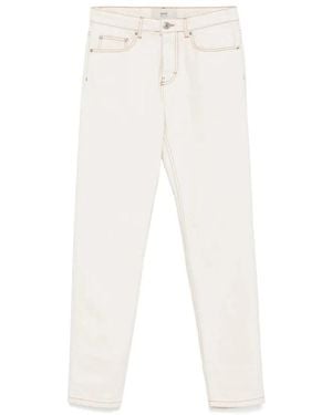 Ami Paris Patch Logo Jeans Klassischer Stil - Weiß