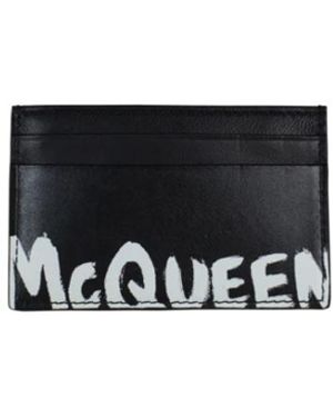 McQueen Accessoires ,Zwart ,Leer Logo Detail Kaarthouder