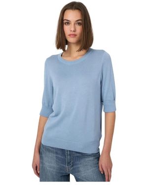 Repeat Cashmere Basic Fijngebreide Pullover Met Korte Mouwen - Blauw