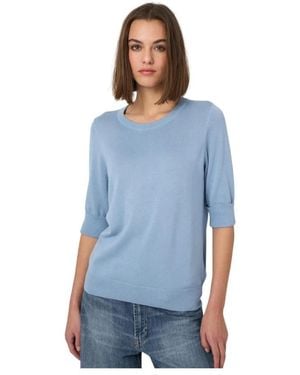 Repeat Cashmere Basic Fijngebreide Pullover Met Korte Mouwen - Blauw