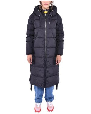 Parajumpers Jassen ,Zwart ,Nylon Lange Hooded Panda Piumino Jas - Blauw