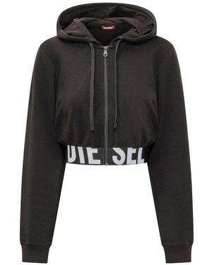 DIESEL Hoodies & Sweatvesten ,Bruin ,Katoen Nika-D-Pop Cropped Hoodie - Zwart