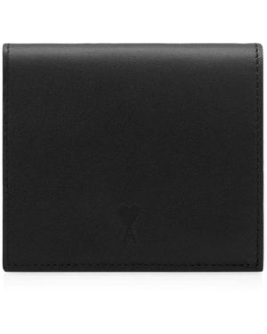 Ami Paris Accessoires ,Zwart ,Nylon Tonal Heart Logo Portemonnee