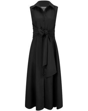 Nicowa Elegantes Midi-Kleid Mit Verstellbarem Detail - Schwarz