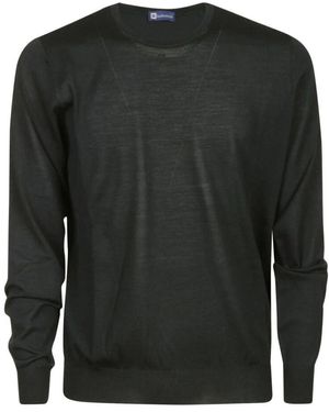 hindustrie Grüner Merinowoll-Crewneck-Pullover - Schwarz