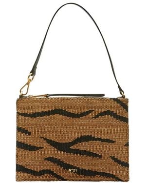 N°21 Tassen ,Veelkleurig ,Katoen Platte Clutch Tas - Bruin