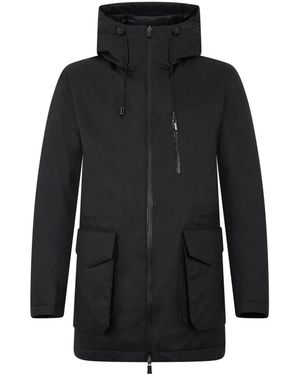 Herno Jassen ,Zwart ,Polyester Lange Jas Met Capuchon