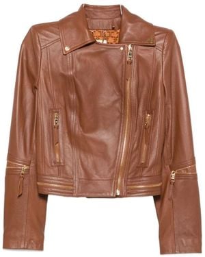 Elisabetta Franchi Leather Jackets - Brown