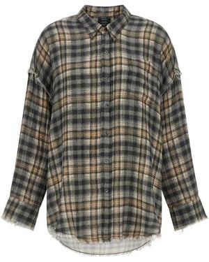 R13 Overhemden ,Veelkleurig ,Katoen Gestreepte Oversized Shirt - Grijs