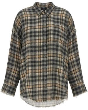 R13 Overhemden ,Veelkleurig ,Katoen Gestreepte Oversized Shirt - Grijs