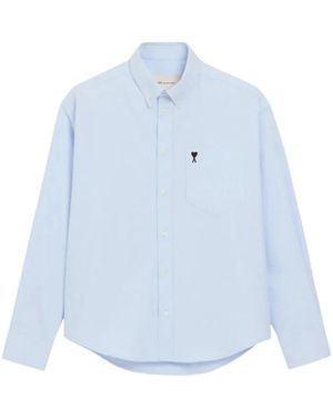 Ami Paris Overhemden ,Blauw ,Katoen Boxy Long Sleeve Shirt