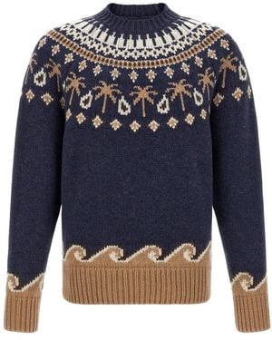 Alanui Round-Neck Knitwear - Bleu