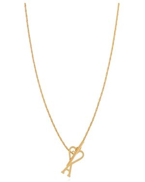 Ami Paris Ketting Met Logo Hanger - Metallic