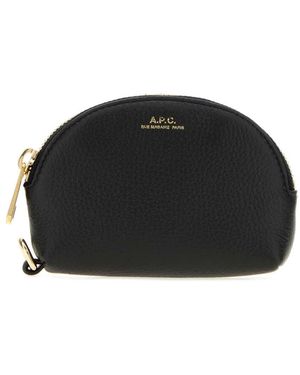 A.P.C. Accessoires ,Zwart ,Leer Monnaie Kaarthouder