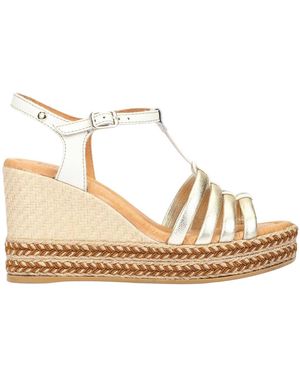 Pikolinos Schoenen ,Leer Ronda Wedge Sandaal - Metallic