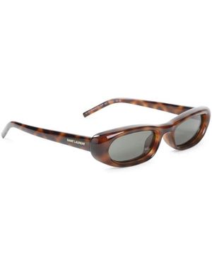 Saint Laurent Accessoires ,Bruin ,Ovale Zonnebril - Wit