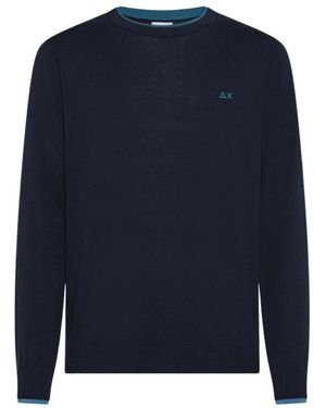 Sun 68 Sweater Neck Double Rib L - Blauw