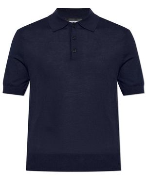 DSquared² Truien & Vesten ,Blauw ,Wol Wool Polo Shirt With Embroidered Logo