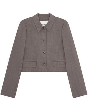 Birgitte Herskind Jassen ,Grijs ,Leer Cropped Fitted Jas