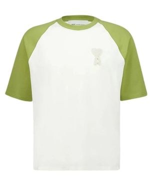 Ami Paris Tops ,Wit ,T-Shirts - Groen