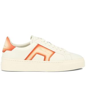Santoni Weiße Ledersneakers Elegantes Design - Pink