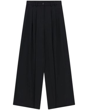 Please Wijde Pantalon Met Plooi - Zwart