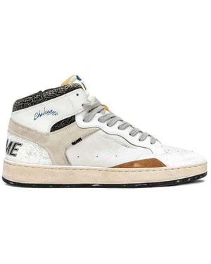 Crime London Witte Leren Sneakers Met Suède Inzetstukken