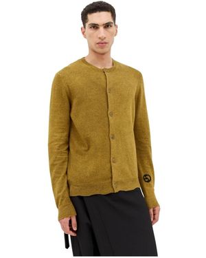 Acne Studios Woll-Baumwolle Crewneck Cardigan - Grün
