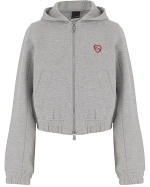 Pinko Crop Hooded Sweatshirt Mit Reißverschluss - Grau