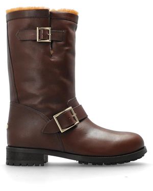 Jimmy Choo Schoenen ,Bruin ,Leer Biker Mid Boots
