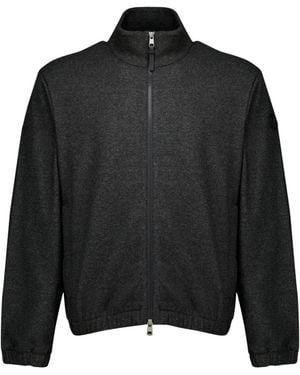 Moncler Truien & Vesten ,Grijs ,Katoen Ritsvest - Zwart