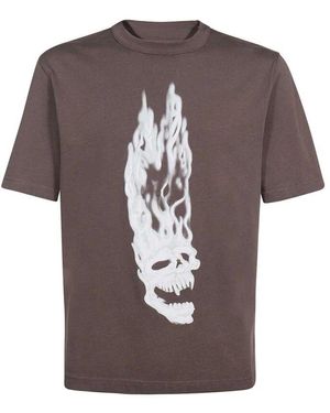 Heron Preston Baumwoll t-shirt mit frontdruck - Braun